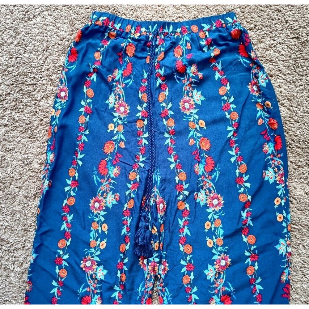 Flying Tomato Pants Womens Size Small Tropical Floral Flared Leg Boho Hippie - Picture 4 of 5